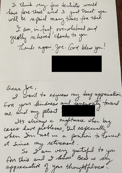 Thank you card from patient to Dr. Shea at St. Louis Prosthodontics in St. Louis, MO