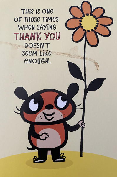 Thank you card from patient to Dr. Shea at St. Louis Prosthodontics in St. Louis, MO