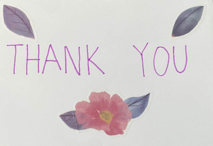 Thank you card from patient to Dr. Shea at St. Louis Prosthodontics in St. Louis, MO